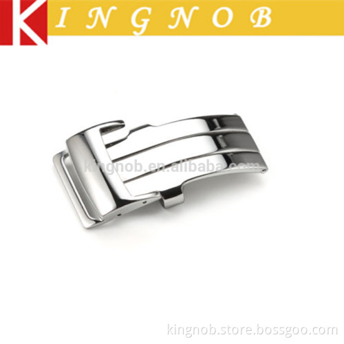 20mm sliver deployment 316L Stainless Steel watchband clasp leather wrist watch buckle wholesale